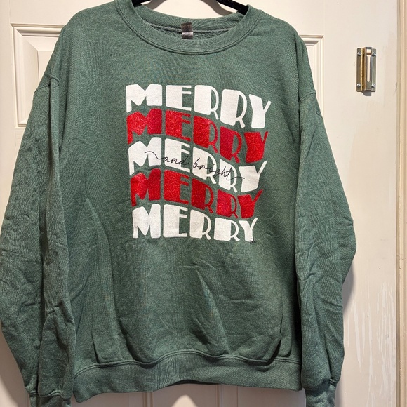 Merry & Bright Boutique Christmas Sweatshirt (Green) - Picture 1 of 4